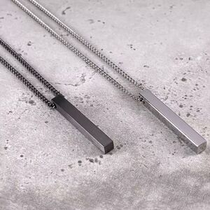 Men’s Stainless Steel Bar Chain Necklace Silver and Black 21.5”